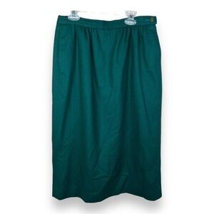 Vintage Pendleton Green Wool Skirt Womens Medium Pockets Retro